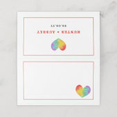 Waterverf gevierd Pride Heart Gay Lesbian Wedding Plaatskaartje (Buitenkant ongevouwen)