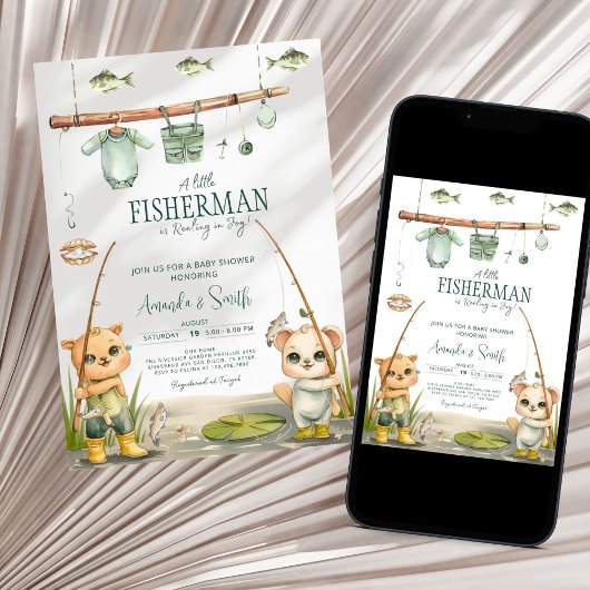 Waterverf Gevist Boy Baby shower Kaart