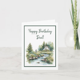 Waterverf Gevist door een Stream Birthday Kaart