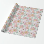 Waterverf gevoelige bloemen. cadeaupapier (Uitgerold)
