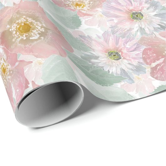 Waterverf gevoelige bloemen. cadeaupapier (Rol Hoek)