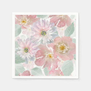 Waterverf gevoelige bloemen. servet
