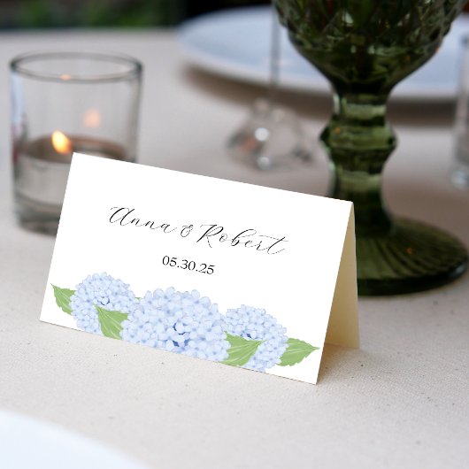 Waterverf Gevouwen Plaatskaart met Blauwe Hortensi Kaart