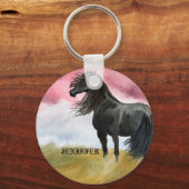 Waterverf geweldige paarden sleutelhanger (Voorkant)