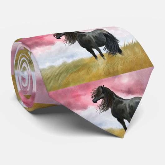 Waterverf geweldige paarden stropdas (Opgerold)