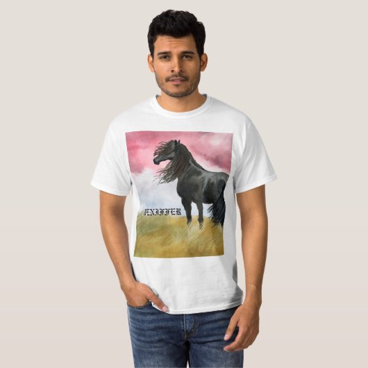 Waterverf geweldige paarden t-shirt (Voorkant volledig)