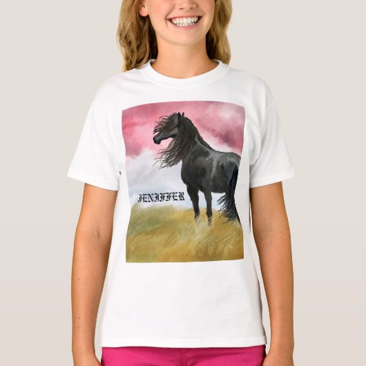 Waterverf geweldige paarden t-shirt (Voorkant)