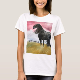 Waterverf geweldige paarden t-shirt