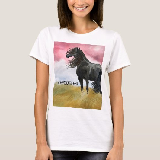 Waterverf geweldige paarden t-shirt (Voorkant)