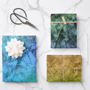 Waterverf Geweven Blauw Groen Regenboog Inpakpapier Vel