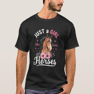 Waterverf gewoon een meisje dat van paarden houdt t-shirt