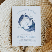 Waterverf gezamenlijke dolfijn verjaardagsuitnodig kaart