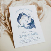 Waterverf gezamenlijke dolfijn verjaardagsuitnodig kaart