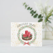 Waterverf gezegende Yule kaarsen Feestdagenkaart (Staand voorkant)