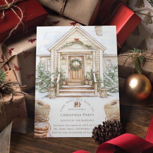 Waterverf Gezellig Kerstfeest Kaart