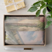 Waterverf Gezellig Witte Huis Roze Pioentuin Tissuepapier (Geschenk)