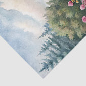 Waterverf Gezellig Witte Huis Roze Pioentuin Tissuepapier (Detail)