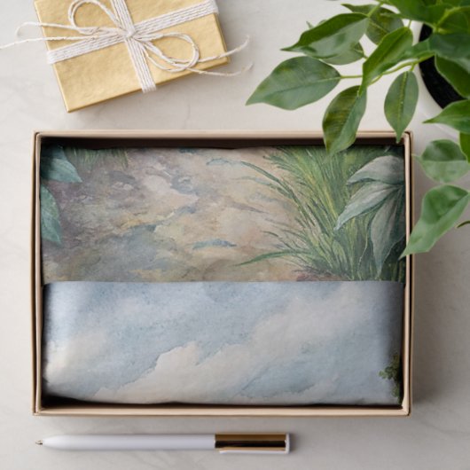 Waterverf Gezellig Witte Huis Roze Pioentuin Tissuepapier (Geschenk)