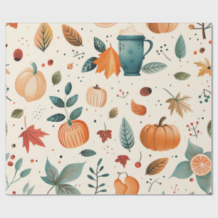  Waterverf Gezellige Herfst Patroon Cadeaupapier