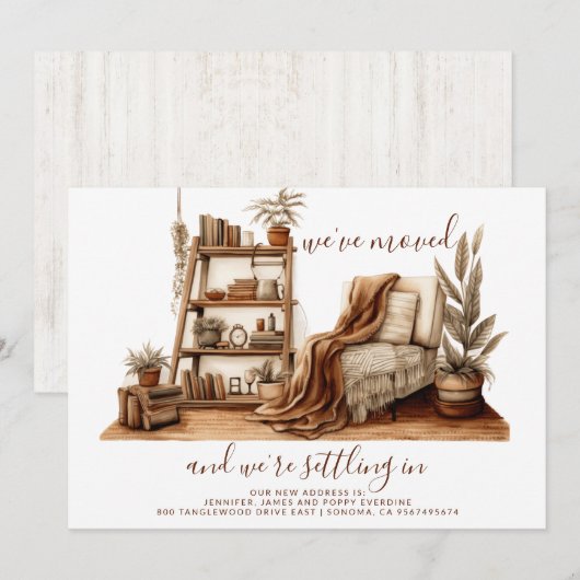 Waterverf Gezellige Kamer Verhuizen Aankondiging (Voorkant / Achterkant)