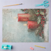 Waterverf gezellige Kerst rode kaarsen Holly Berry Tissuepapier (Craft)