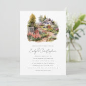 Waterverf Gezellige Lente Tuin Landschap Bruiloft Kaart (Staand voorkant)