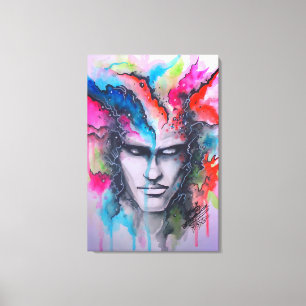 Waterverf gezicht canvas afdruk