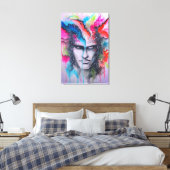 Waterverf gezicht canvas afdruk (Insitu (Slaapkamer))