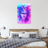 Waterverf gezicht canvas afdruk (Insitu (Slaapkamer))