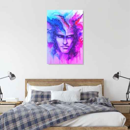 Waterverf gezicht canvas afdruk (Insitu (Slaapkamer))