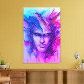 Waterverf gezicht canvas afdruk (Insitu (Woonkamer))