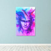 Waterverf gezicht canvas afdruk (Insitu (Houten vloer))