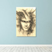 Waterverf gezicht canvas afdruk (Insitu (Houten vloer))