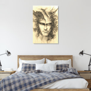 Waterverf gezicht canvas afdruk