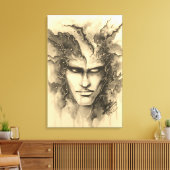 Waterverf gezicht canvas afdruk (Insitu (Woonkamer))