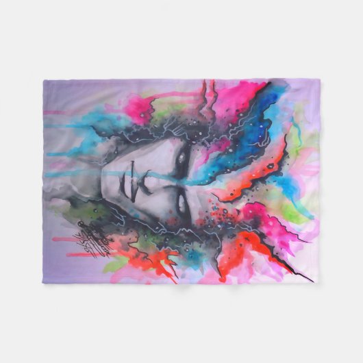 Waterverf gezicht fleece deken (Voorkant (Horizontaal))