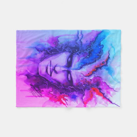 Waterverf gezicht fleece deken (Voorkant (Horizontaal))