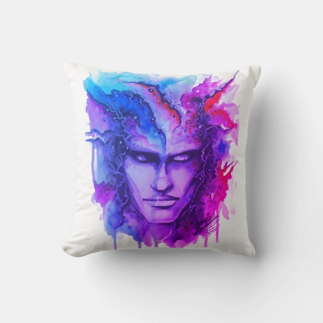 Waterverf gezicht kussen (Voorkant)