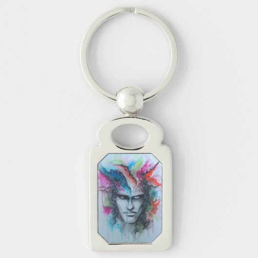 Waterverf gezicht sleutelhanger (Voorkant)