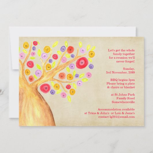 Waterverf - gezinshereniging BBQ Uitnodigen Kaart (Achterkant)