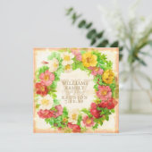 Waterverf gezinshereniging Floral Wreath Elegant Kaart (Staand voorkant)