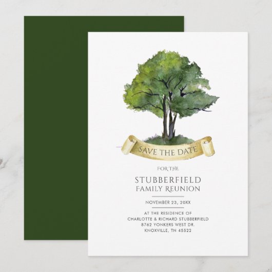 Waterverf gezinshereniging genealogische boom save the date (Voorkant / Achterkant)