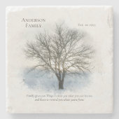 Waterverf gezinshereniging stenen onderzetter (Voorkant)