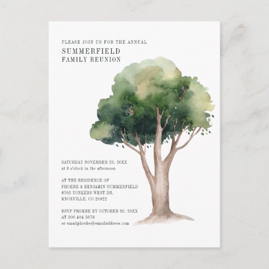 Waterverf gezinshereniging uitnodiging briefkaart (Voorkant)