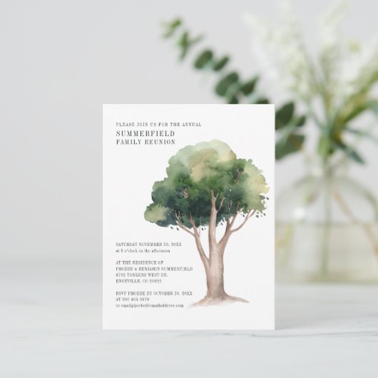 Waterverf gezinshereniging uitnodiging briefkaart (Staand voorkant)