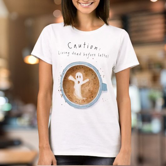 Waterverf Ghost Attentie: Haunted Before Coffee T-shirt
