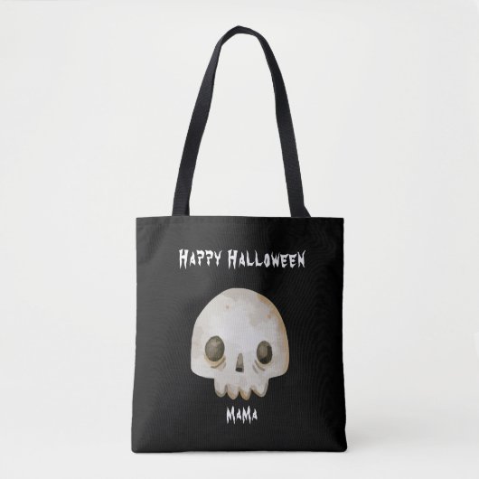 Waterverf Ghost Skelet Happy Halloween Mama Tote Bag (Voorkant)