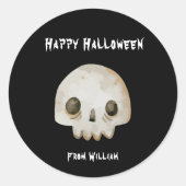 Waterverf Ghost Skelet Happy Halloween Ronde Sticker (Voorkant)