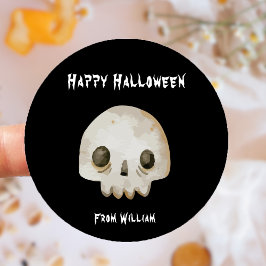 Waterverf Ghost Skelet Happy Halloween Ronde Sticker