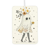 Waterverf Ghost & Sunflowers Whimsical Halloween